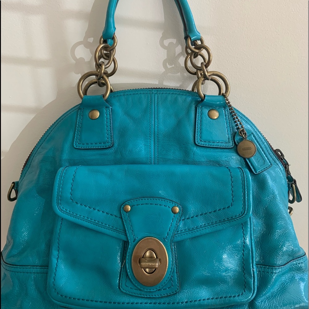 COACH Leather Handbag in teal